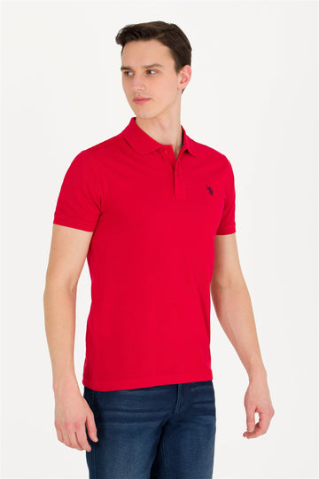 USPA Polo Shirt Men Red VR171 USPOM212 Single Color Horse US Polo Assn.